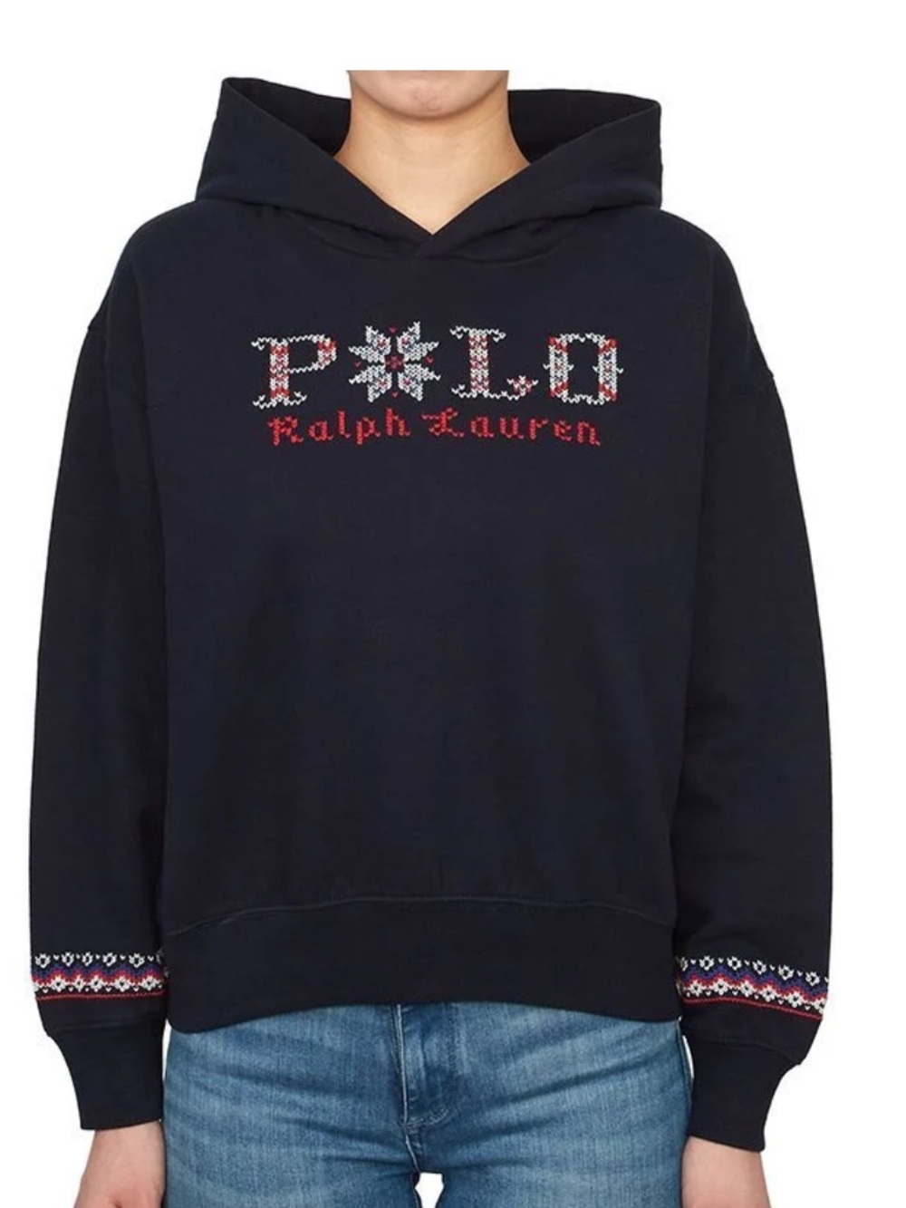 Polo by Ralph Lauren Girls Navy Fair Isle Snowflake Sweatshirt XL 16